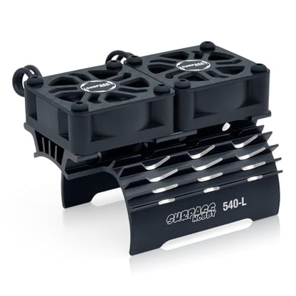 Surpass Hobby RC Motor Cooling Fan 30mm Twin Fans with Metal Heatsink for 1/8 1/10 RC Car 3650 3660 540 550 Brushless Motor (Black) - style: Black-Dual Fan for 36mm motor