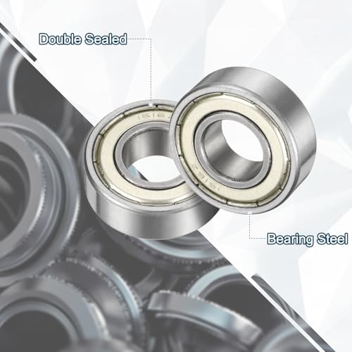 uxcell 3 Pcs 1616ZZ Deep Groove Ball Bearing 1/2" x 1-1/8" x 3/8" Double Metal Sealed, Chrome Steel Bearings - size: 1616ZZ 1/2" x 1-1/8" x 3/8"