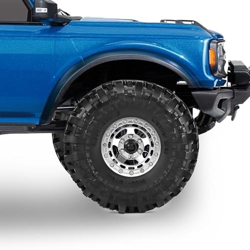 1.9" Beadlock Wheels and Tires for TRX4, SCX10, SCX10 III, 90046, D90 and 1/10 Other Popular RC Crawler Models (Silver) - color: Silver