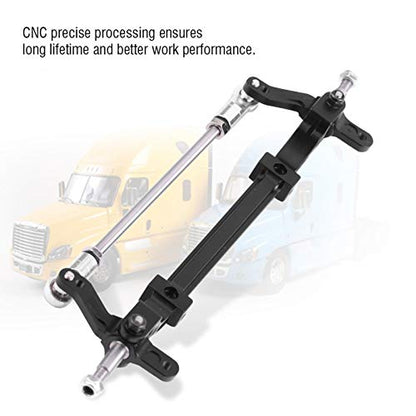 VBESTLIFE CNC Aluminum Front Steering Rod Link Axle for 1/14 RC Tractor Truck, Replacement Upgrade Steering Wheel Pole Assembly Parts