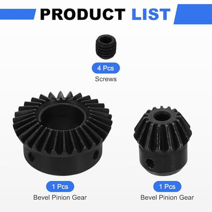 uxcell 2Pcs Tapered Bevel Gears Set, 1.5 Mod 1:2 (15T/30T) Harden Steel Straight Bevel Gear, 90 Degree Steering Motor Gears, (6/20mm Shaft Hole with Keyway) - size: 6/20mm
