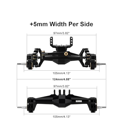 INJORA +5mm Diamond Portal Axles with Brass Steering Knuckles for TRX4M - color: Black Brass
