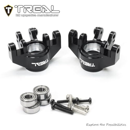 TREAL Aluminum 7075 Front Steering Knuckles Spindle Set for 1/18 Mini LMT Monster Truck Grave Digger(Black) - color: Black