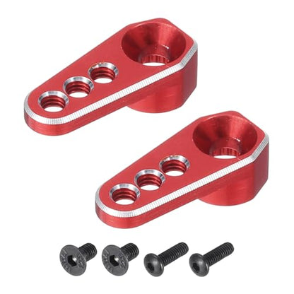 MECCANIXITY Aluminum Alloy 1/18 25T Steering Servo Arm Horn Red for DIY RC Car/Boat/Airplane Boat Accessories 2 Pcs - color: Red