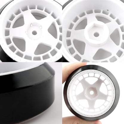 4PCS 12mm Hub Wheels,1 : 10 Hard Plastic RC Drift Cars Tires Compatible with Traxxas HSP Tamiya HPI Kyosho On-Road Drifting Car(White) - color: White-2
