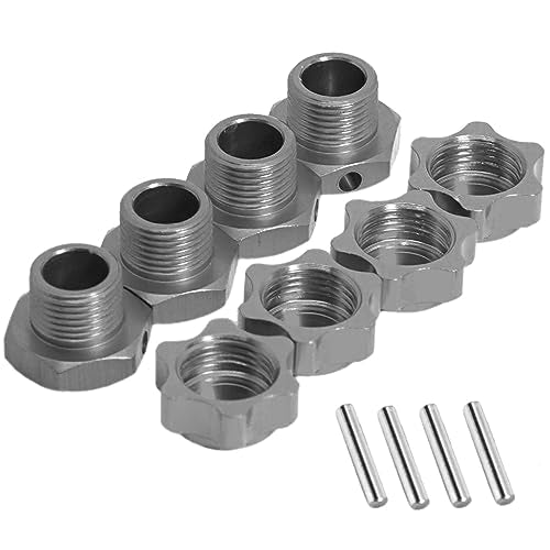 4PCS Vgoohobby M17 17mm Aluminum Capped Wheel Hex Hubs Adapter Anti-Dust Cover Nuts Compatible with HPI HSP Traxxas Himoto Axial Kyosho Redcat Tamiya 1/8 RC Car,Titanium