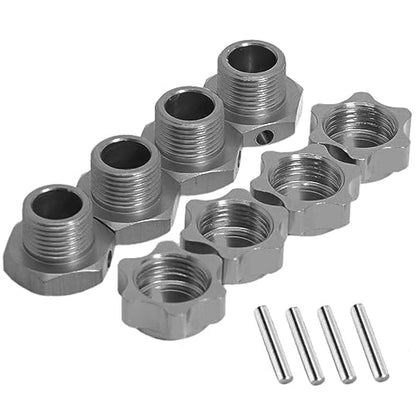 4PCS Vgoohobby M17 17mm Aluminum Capped Wheel Hex Hubs Adapter Anti-Dust Cover Nuts Compatible with HPI HSP Traxxas Himoto Axial Kyosho Redcat Tamiya 1/8 RC Car,Titanium