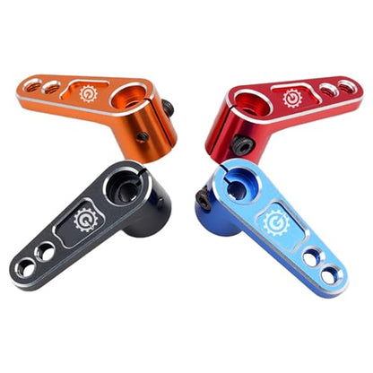 2PCS TGCWENG CNC Aluminum Alloy 25T Servo Horn 25 Teeth Steering Arm Horn Suitable with Losi Tamiya HPI HSP Redcat Axila SCX10 90046 TRX4 Etc 1/10 RC Crawler car (Black) - color: Black
