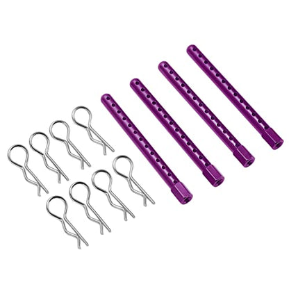 RC Body Post High Strength Aluminum Alloy RC Car Shell Column with Buckle for HSP 94102 94122 94103 94123 1/10 Scale RC Cars (Purple) - color: Purple