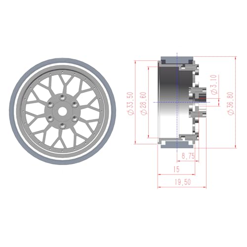 4PCS Grade 5 Titanium Wheel Face Aluminum 1.3 Inch Wheels Hubs for 1/24 Axial SCX24 FCX24 1/18 TRX4M Redcat Ascent-18 Upgrade Parts - color: Silver