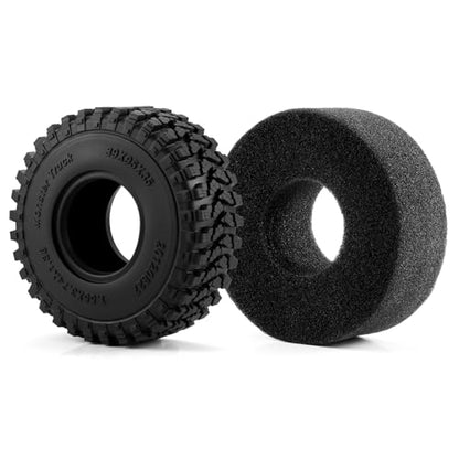 4PCS 1.55" Soft Rubber Wheel Tires 1.55 inch Mud Wheel Tyre All Terrain Crawler Rubber Tires with Foam Insert for 1/10 RC Crawler Car Axial 90069 TF2 D90 CC01 LC70 Tamiya MST JIMNY UTB18