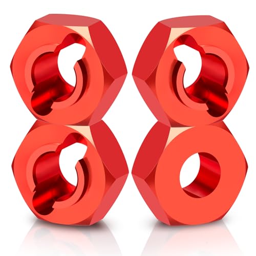 4Pcs Aluminum Wheel Hex Hubs Adapter RC Hex Combiner, Red | Upgrade Parts, For Losi 1/24 Micro-B 2WD, RC Car Buggy - color: Red