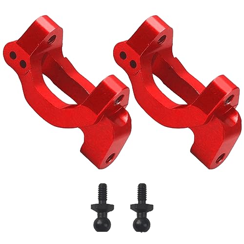 Aluminum Steering Blocks Caster Blocks C-Hubs Stub Axle Carriers Knuckles Set C-Cup Upgrades Parts Compatible with 1/18 LaTrax Teton Desert Prerunner Rally RC Car,Replace #7532 7552X (Red) - color: Red