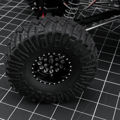 4PCS Aluminum 1.9" Beadlock Wheels Deep Dish Rims | Upgrades for Axial SCX10 I II III TRX4 GEN7 GEN8 1/10 RC Crawler Truck Car - color: Black