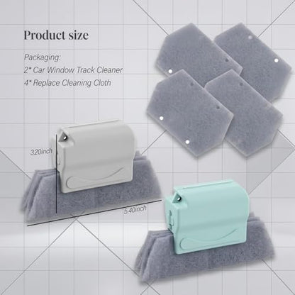 2PCS Magic Window Track Cleaner Tool Kit,Detachable Car Window Groove Cleaning Brush for Cleaning Dust,Essential Car Windows Sill Cleaner Tool for Door Tracks with Non-slip Handle