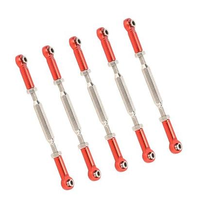 Zopsc 6Pcs 88mm Aluminum Alloy Push Rods, Adjustable Turnbuckle Linkages for RC Car Upgrade Parts Red - color: Red