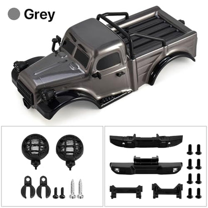 1/18 RC Car Body Shell, Pickup Truck Casing Compatible with TRX4M Defender, Bronco & Wrangler, ABS Impact-Resistant Upgrade Parts for 1/18 RC Crawler (Grey) - color: Grey