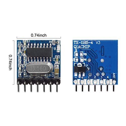 QIACHIP Wireless 433Mhz RF Module Receiver and Transmitter Remote Control Built-in Learning Code 1527 Decoding 4 Channel Output (Transmitter and Receiver kit) - style: Transmitter and Receiver kit