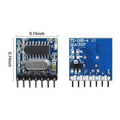 QIACHIP Wireless 433Mhz RF Module Receiver and Transmitter Remote Control Built-in Learning Code 1527 Decoding 4 Channel Output (Transmitter and Receiver kit) - style: Transmitter and Receiver kit