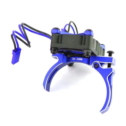 RC Motor Cooling Fan Heatsink High Speed 20000rpm Dual Fans with 36-38mm Adjustable Mount for RC 1/0 Traxxas Slash TRX4 ARRMA 3S 4S Mega 550 Axial SCX10 3650 3660 540 550 Motor Upgrade Parts (Blue)