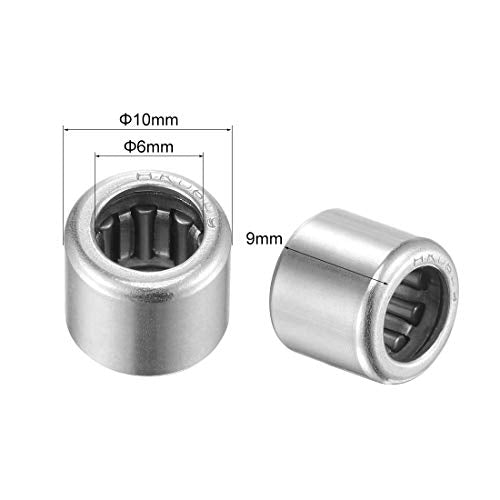uxcell HK0609 Needle Roller Bearings 6mm Bore 10mm OD 9mm Width Chrome Steel Open End 10pcs - size: 6x10x9mm