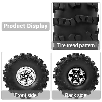 2.2" Beadlock Wheels and Tires 150mm (5.91in) for SCX10 RBX10 Wraith TRX4 1/10 RC Crawler Upgrade Parts (Black, 4pcs) - color: Black 2