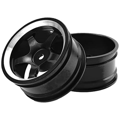 4Pcs Vgoohobby Metal Wheel Rims 12mm Hex Hub 5-Spoke Width 26mm Compatible with 1/10 Tamiya Kyosho HSP HPI Traxxas RedCat Sakura 1/10 On-Road Racing Touring RC Drift Car (Black) - color: Black