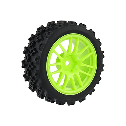 Green RC 1:10 Scale On-Road Tires Wheel Rims | 4 X, Hex 12MM, Crossing Rubber - color: Green