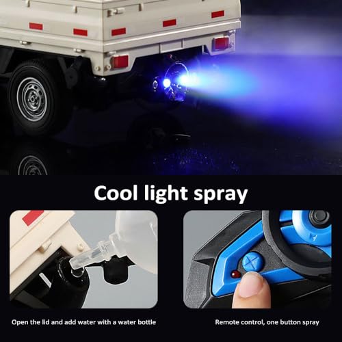 GoolRC Remote Control Car Kei Truck, 1:16 Scale RC Transport Pickup Truck with Spray and Light, 2.4GHz All Terrain RC Cars for Teens and Adults Christmas or Birthday Gift (Green) - color: Green