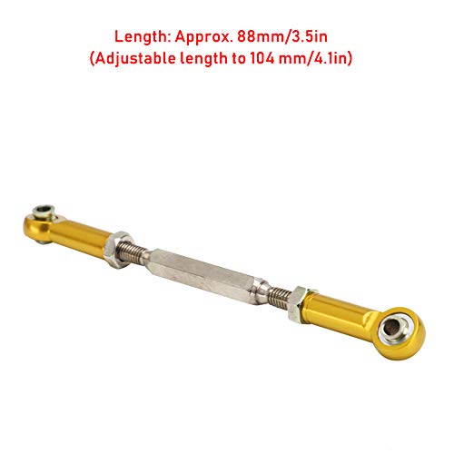 RC Car Push Rods, 6Pcs 88mm Aluminum Alloy Adjustable Turnbuckle Rods, Linkage Accessories for RC Car Upgrade Parts, Gold Turnbuckle Rod Linkage for 1/10 RC Crawler - color: Gold