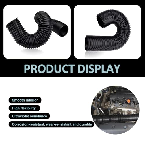 Air Intake Pipe, Retractable Flexible Air Guide Hose, High Temperature Resistant Modified Intake System Accessories, for Most Cars Trucks (Black #63 mm) - size: 1 PC #63 mm