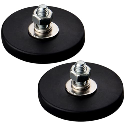 MUTUACTOR Neodymium Rubber Coated Magnet,4pack 20lbs Heavy Duty Magnets M6 Male Thread Stud,Dia.1.69" Anti-Scratch Mounting Magnets for Fixing Lights, Cameras, Vans and Other Devices - style: 20lbs M6 Male 4pcs with rubber coating