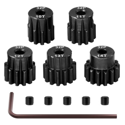 OGRC 3.175mm 32P Pinion Gears 10T 11T 12T 13T 14T for Traxxas 1/10 RC Car | Steel Hardened, 0.8M, Fits 550, 540, 3650 Series Motors, for Arrma HSP HPI AXIAL Tamiya Losi RC Car