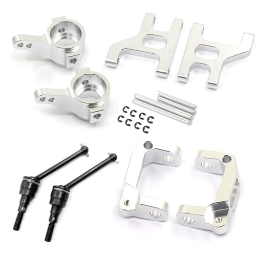 Aluminum Alloy Front Lower Suspension Arm Steering Knuckle C-seat Drive Shaft RC Upgrade Parts Set for Tamiya 1/10 CC01 TA02 TA03 RC Car (Silver) - color: Silver