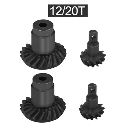4Pcs 12/20T or 12/24T Steel Alloy Overdrive Helical Axle Gear Set for FMS 1/24 FCX24 FCX18 RC Crawler Car Metal Gear Upgrade Part (12/20T)