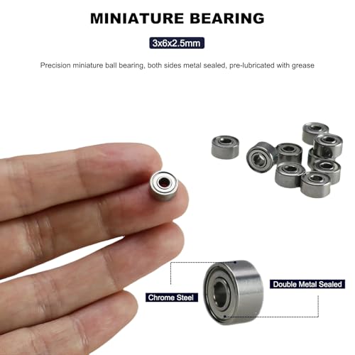 20 PCS MR63ZZ Deep Groove Double Shielded Ball Bearings - 3x6x2.5mm Micro Bearings for 3D Printers, Electric Motors, Home Appliances, Garden Machiner (MR63-ZZ) - size: MR63-ZZ