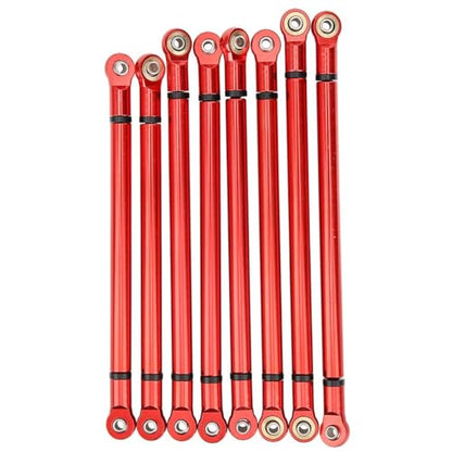 RC Link Rods, 8Pcs Aluminium Alloy Chassis 313mm Wheelbase Link Rod for Axial SCX10 1/10 Scale RC Crawler Car Upper & Lower Rod Link Linkage Wheelbase Upgrade Parts(Red) - color: Red