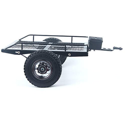 LCX Racing 1/10th RC Crawler Car Heavy Duty Metal Trailer RC Crawler Hooper Trail Cargo Carrier Metal Kit for Axial SCX10 SCX10 II TRX4 TRX6 Redcat Gen7 Gen8 D90 HPI