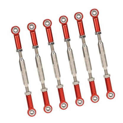 Zopsc 6Pcs 88mm Aluminum Alloy Push Rods, Adjustable Turnbuckle Linkages for RC Car Upgrade Parts Red - color: Red