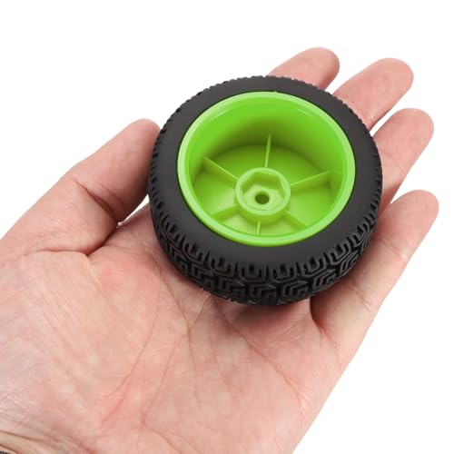 uxcell 4-Pair High-Grip RC Car Tire & Wheel Set for 1/10 Scale On-Road Touring Cars - Soft Rubber Tyres with 12mm Hubs, Black/Green - color: Black/Green