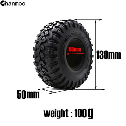 2.2 RC Crawler Tires With Foam Inserts OD 130mm Rubber Grappler Mud Terrain Tyres For 1/10 Crawler Car SCX10 90047 D90 TF2 AX10 D90 Tamiya CC01 Traxxas TRX4 2.2" Beadlock Wheels Rims 4PCS
