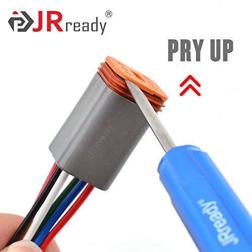 JRready DT series Solid contacts Pin removal tool DRK-RT1, Deutsch Connector Removal Tool, 90 Degree Hook+ Standard Flat Head Screw Driver, suitable for DT, DTM, DTV, DRB, DRCP and STRIKE connectors - size: Removal Tool(DRK-RT1)