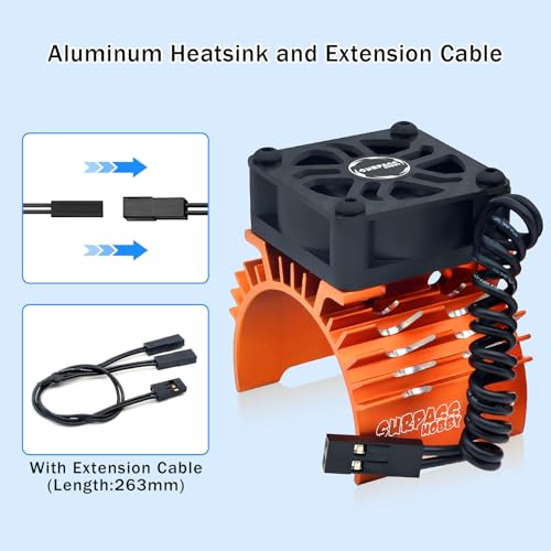 30mm RC Cooling Fan,28000RPM Alluminum Motor Fan with Heatsink for RC Car 1/8 1/10 Scale 540 550 3650 3660 3670 Motor Orange - style: Orange-single Fan for 36mm Motor