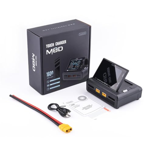 1600W 50A Flip Touchscreen Dual Channel RC Battery Balance Charger Discharger 65W Fast Charger for 1-8S LiPo, 1-20S MiMH for RC Car Boat Aircraft Drone