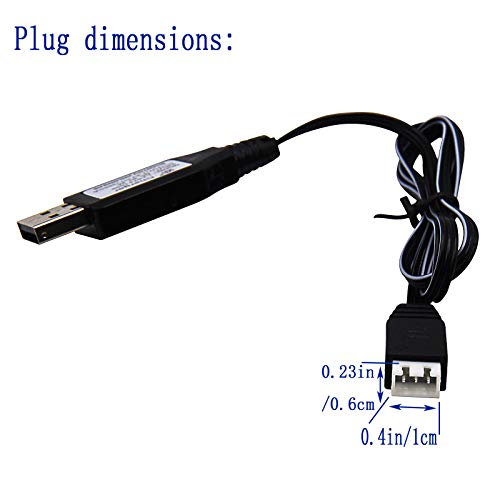 Blomiky 2 Pack 7.4V 1A USB Charge Cable with XH-3P Plug for 2S Lipo Battery with XH-3P Connector / 7.4V 1A USB 2