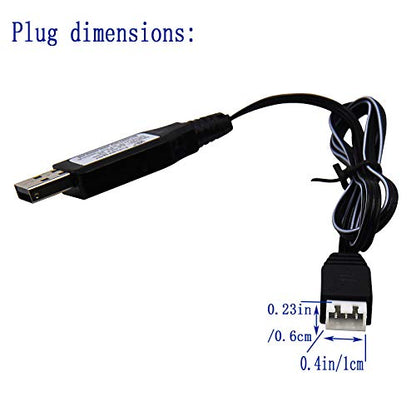 Blomiky 2 Pack 7.4V 1A USB Charge Cable with XH-3P Plug for 2S Lipo Battery with XH-3P Connector / 7.4V 1A USB 2