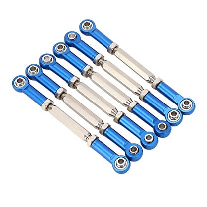 Adjustable Push Rods 88Mm Aluminum Alloy, Turnbuckle Linkage Accessories 6Pcs Set for Rc Car Upgrade Parts, Blue - color: Blue