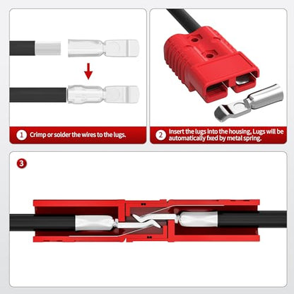 RVBOATPAT 175A Battery Quick Connect/Disconnect, 1/0 AWG Wire Harness Plug Connector 12V Battery Cable Connector for Trailer Towing Winch Quick Connect Systems - 6 PCS - color: Red 175A 6PCS
