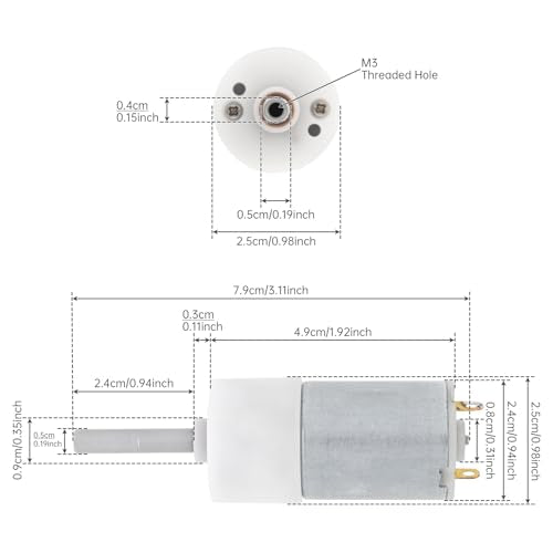R280 DC Motor 3.7V 250RPM Flat Shaft Micro High Torque Gear Motor | Replaceable Micro Motor for Bottle Brush, Electric Scrubber, Toilet Brush