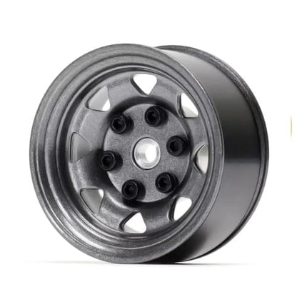 4PCS 1.55 inch Metal Beadlock Wheel Hub RC Car Aluminum Alloy Wheel Rim Compatible with 1/10 RC Crawler Car Model D90 TF2 Tamiya CC01 CC02 LC70 LC80 (Grey) - color: Grey